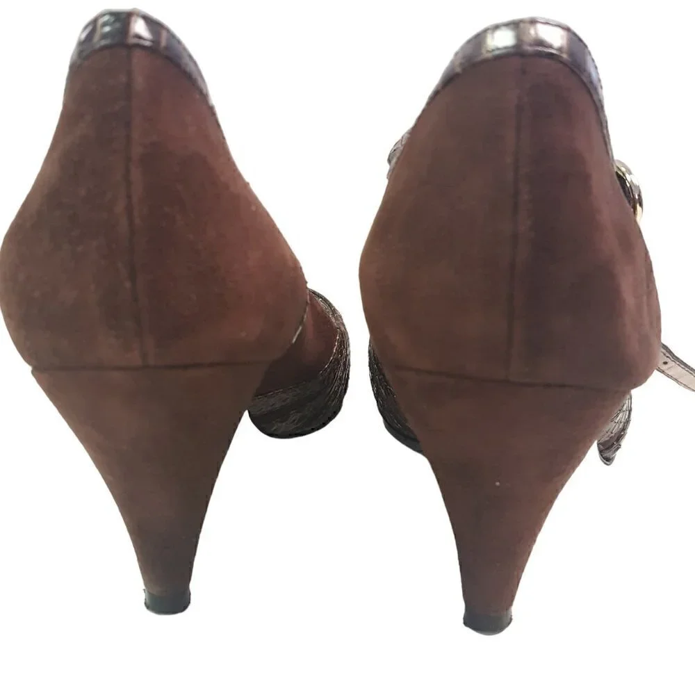 I-N-C PEEP TOE SUEDE PUMPS SIZE 8